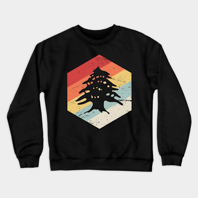 Retro Lebanon Cedar | Lebanese Graphic Crewneck Sweatshirt by MeatMan